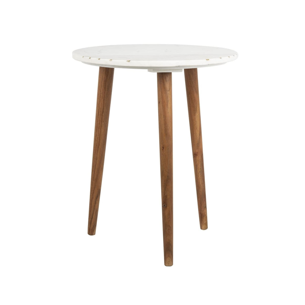 Home Collection Valerie White Marble/ Brass Round Accent Table (Fully Assembled)