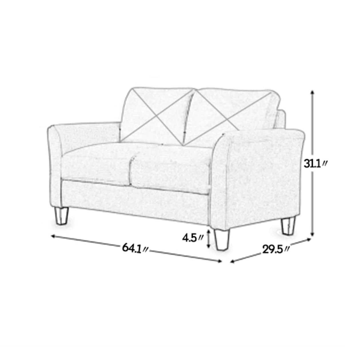 Designs 2-Seat Loveseat Couch, Modern Polyester Upholstered Sofa for Living Room, Office, Antique Black