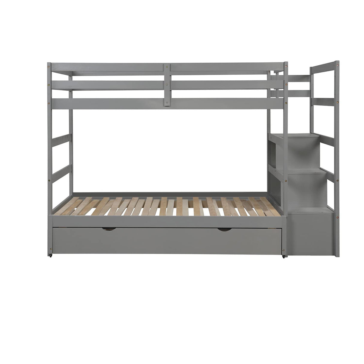 Twin Over Twin to King Extendable Bunk Bed with Stairs and Trundle