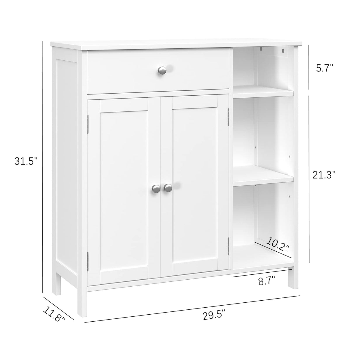 Bathroom Cabinet with Open Shelf, Large Pantry Cabinet with Doors