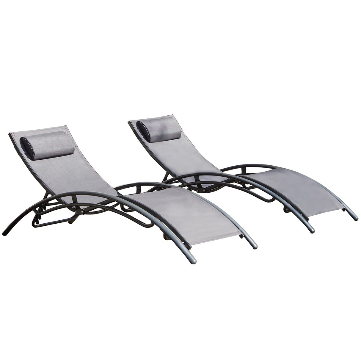 Lounge Chair Set of 2,Adjustable Chaise with Pillow,Lounge Chairs with 4 Adjustable