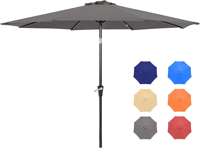 9FT Patio Umbrellas, Outdoor Patio Table Umbrella with Tilt Adjustment and Crank Lift System for Ourdoor Patio, Lawn, Backyard, Pool, Market, Navy Blue