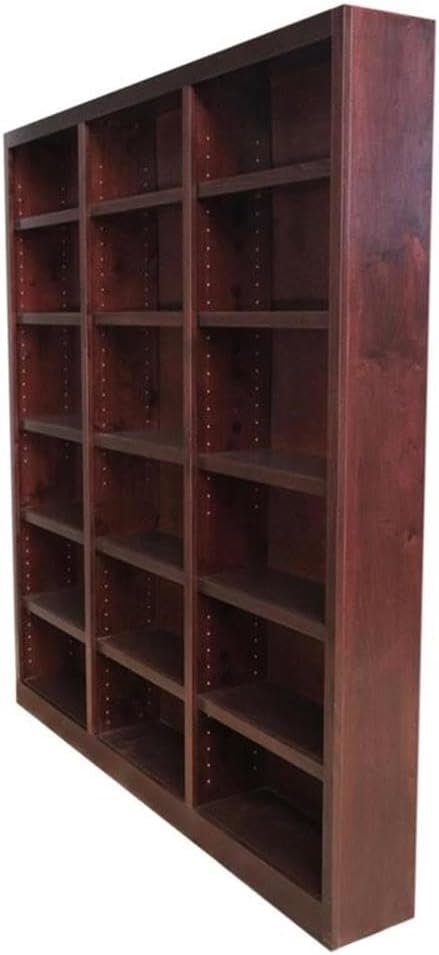 " Tall 18-Shelf Triple Wide Wood Bookcase in Dry Oak