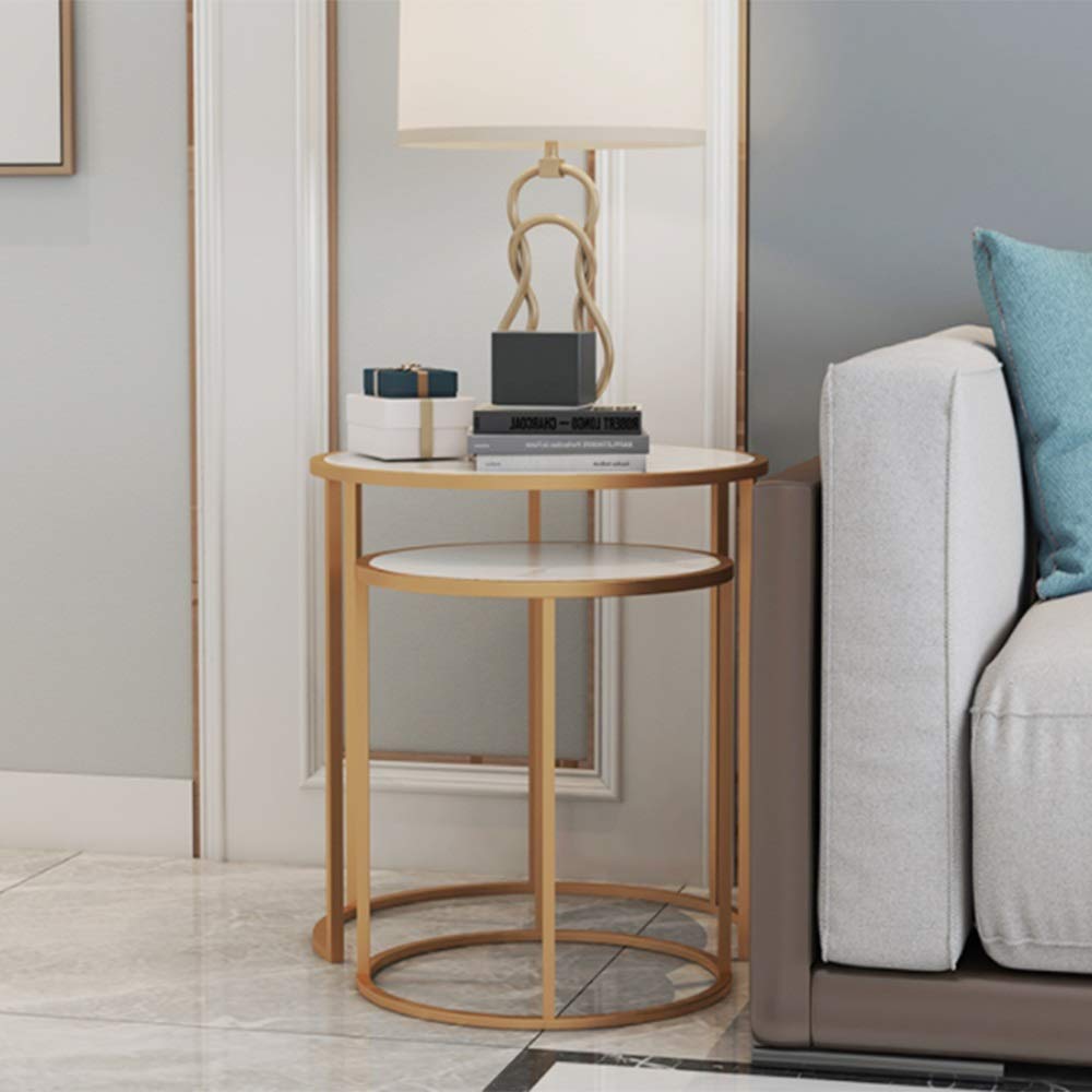WFF Nordic Round Nesting Table, Metal Side Table for Living Room