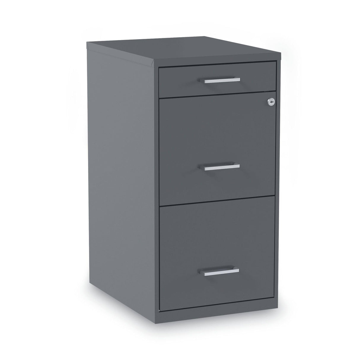 Soho Vertical File Cabinet, 3 Drawers: Pencil/File/File, Letter, Charcoal, 14" X 18" X 26.9"
