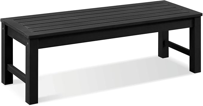 Knight Bench Set of 2, Two Person Outdoor Poly Lumber Patio Backless Bench