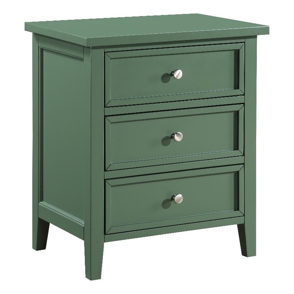 Lennon 3-Drawer Vintage Green Wood Nightstand