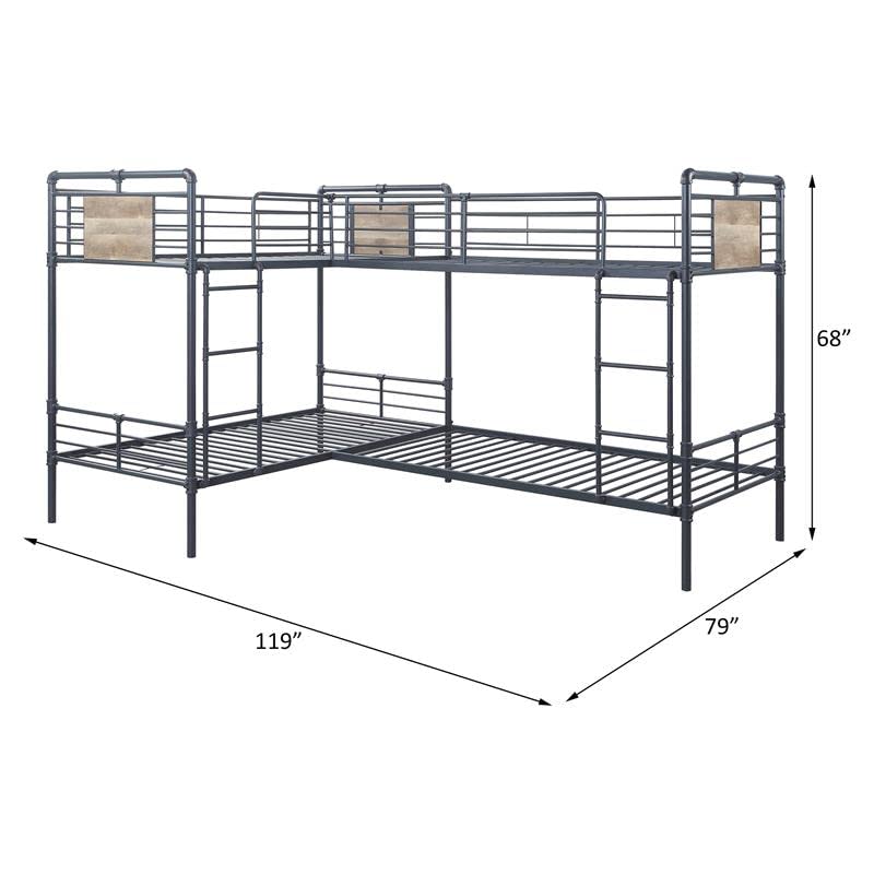 Cordelia Twin Over Twin Metal Bunk Bed in Sandy Black