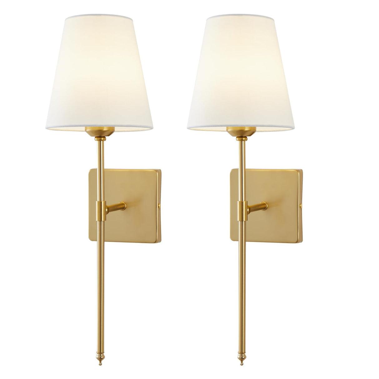 Wall Sconces Sets of 2, White Fabric Shades Wall Sconces, Hardwired Retro Industrial Wall