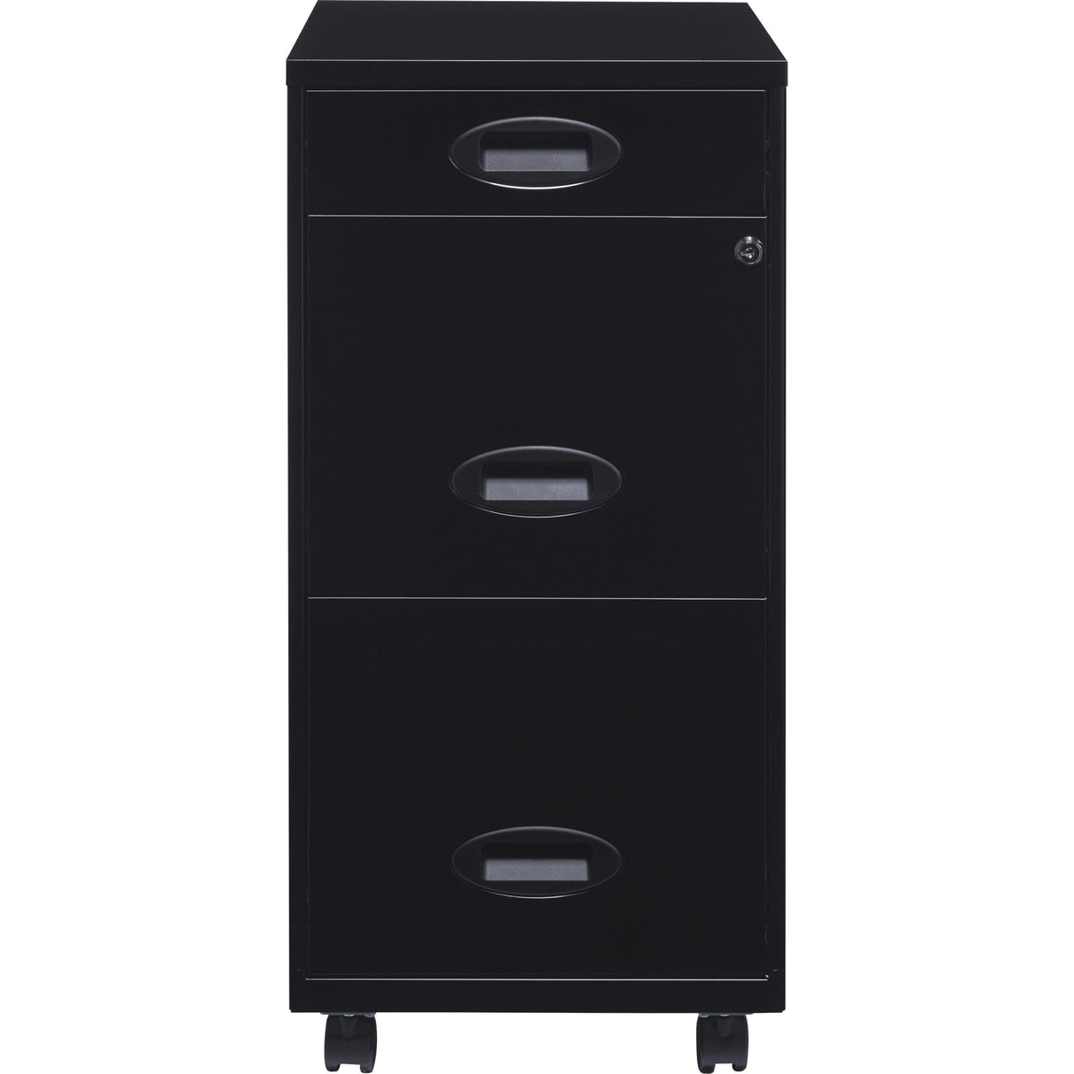 Lorell 17427 3-Drawer Mobile File Cabinet, 18", 21.80" L x 18.00" W x 33.10" H, Black