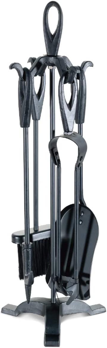 Fireplace Tools Set Small 5 Pieces Black Cast Iron Indoor Fireset Fireplace Pit Stand