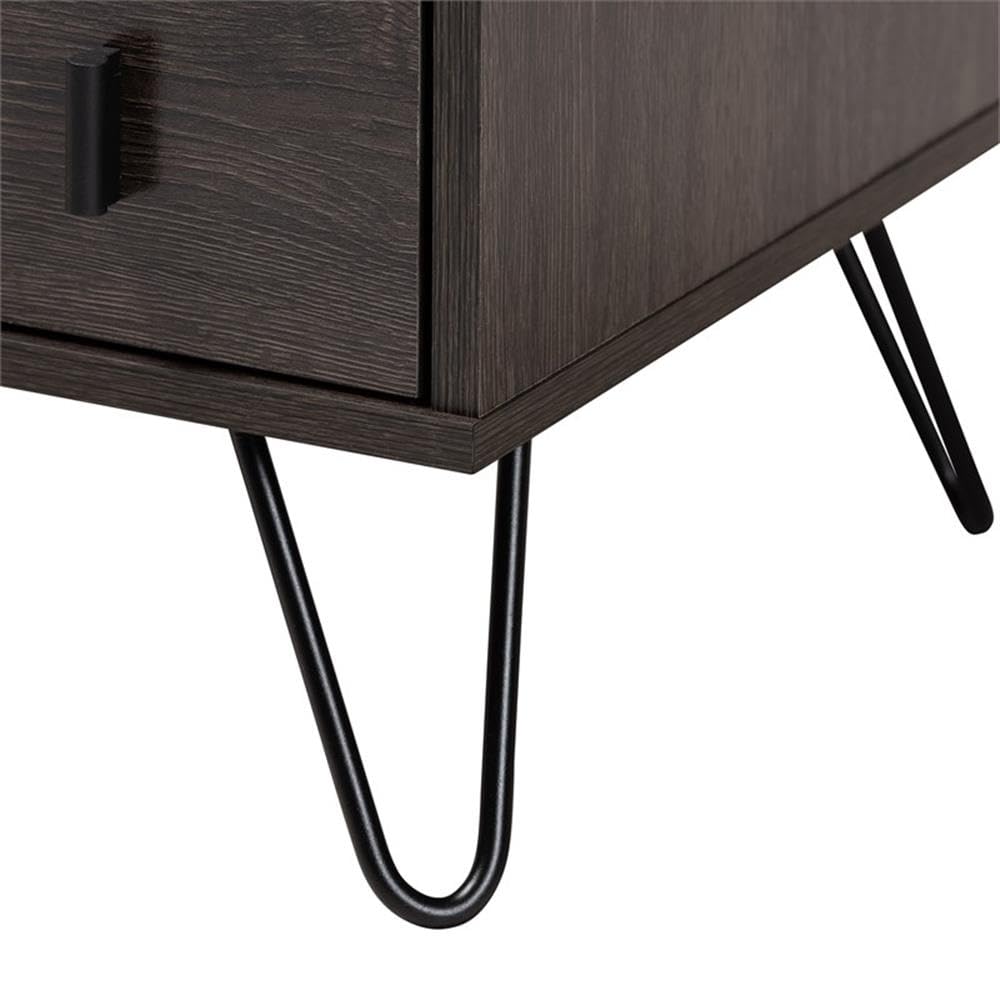 Rose Gold-Tone Finished Metal 2-Drawer Nightstand