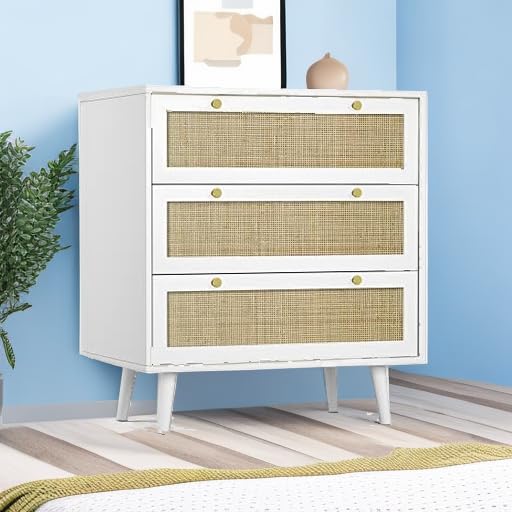 White Dresser for Bedroom with 3 Drawers