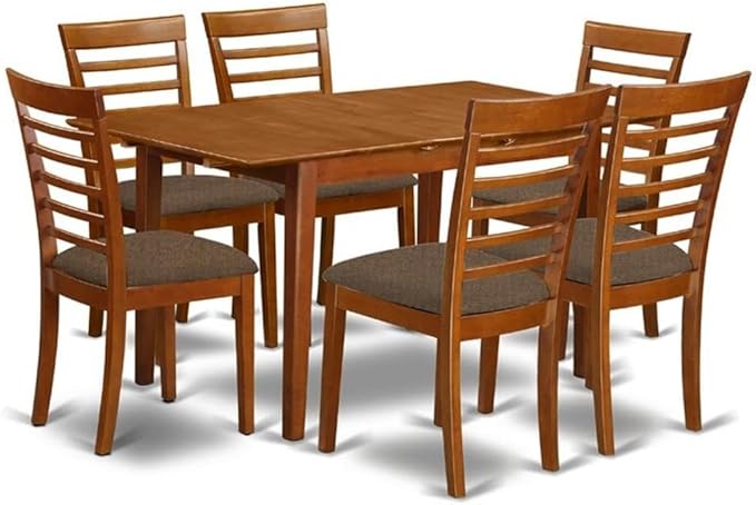 MAH-W 7 Piece Modern Dining Table Set Consist of a Rectangle Wooden Table with Butterfly Leaf