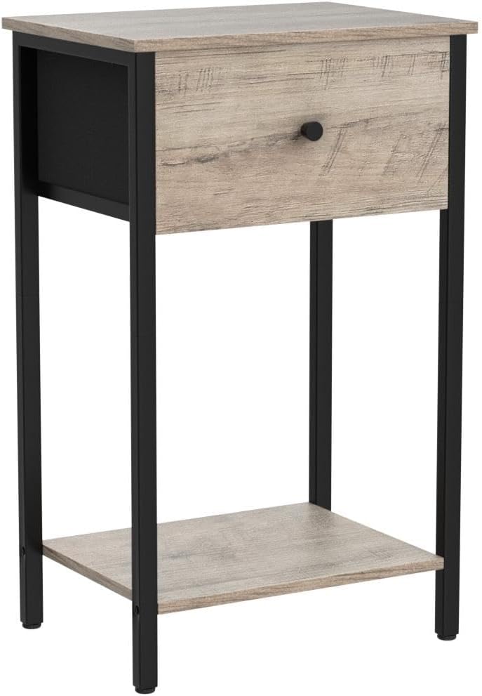 Nightstands, Set of 2, Side Table with Fabric Drawer