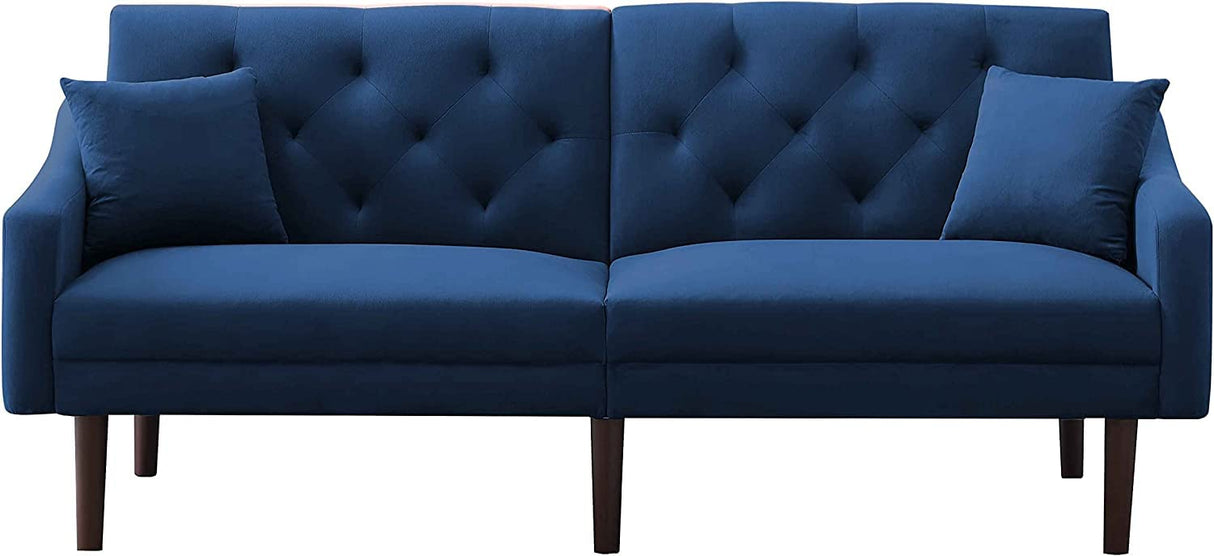 Convertible Futon Sofa Bed & Upholstered Velvet Loveseat Folding Sleeper Couch