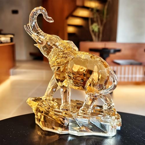 Amber Acrylic Elephant Figurine Luck Elephant Auspictious Feng Shui Elephant