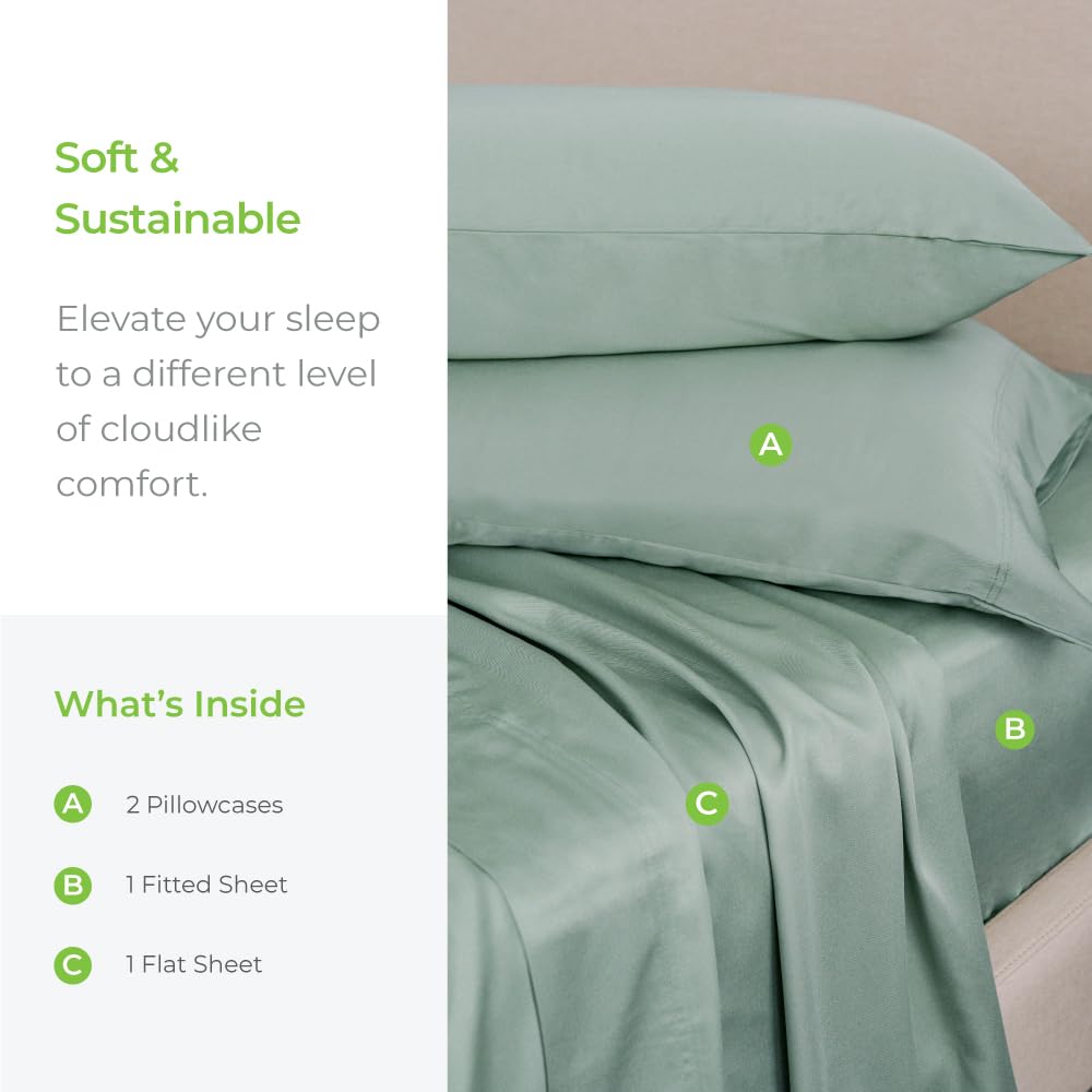 - Comfy Twill Classic Sheet - Viscose - Twin Extra Long - 4 Piece Set - Tahitian Breeze