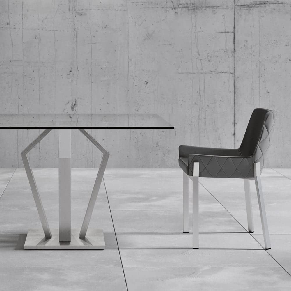 Sydney Gray Leatherette Dining Chair with Brushed Stainless Steel Legs