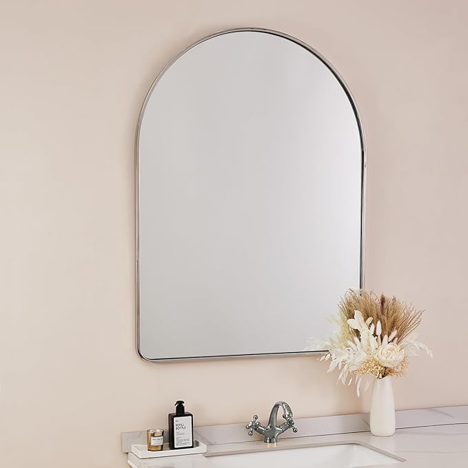 Brushed Nickel Arched Mirror, Arched Bathroom Mirror