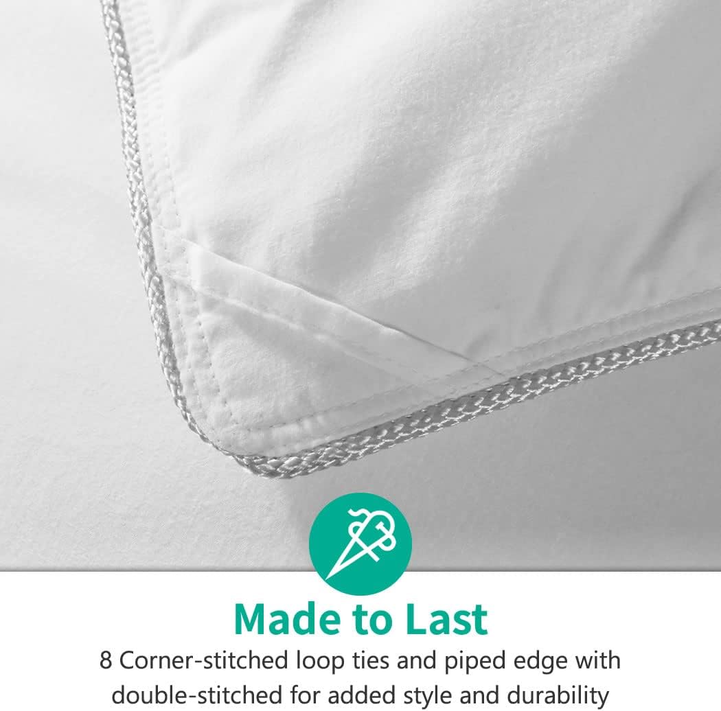 APSMILE Luxury Feathers Down Comforter Oversized Queen Size, Ultra-Soft 750 Fill-Power Duvet Insert for Winter, Heavy Weight Comforter, Fluffy Down Comforter for Bed (98x98, White)