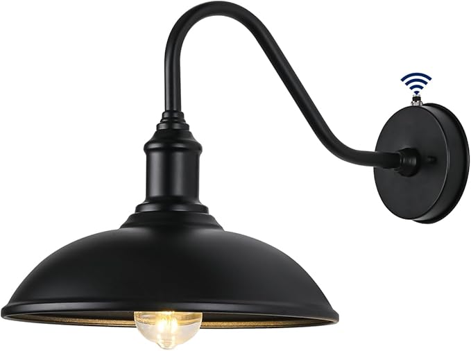 Large 18in Dusk to Dawn Outdoor Barn Lights, Classic Gooseneck Light Up The Night