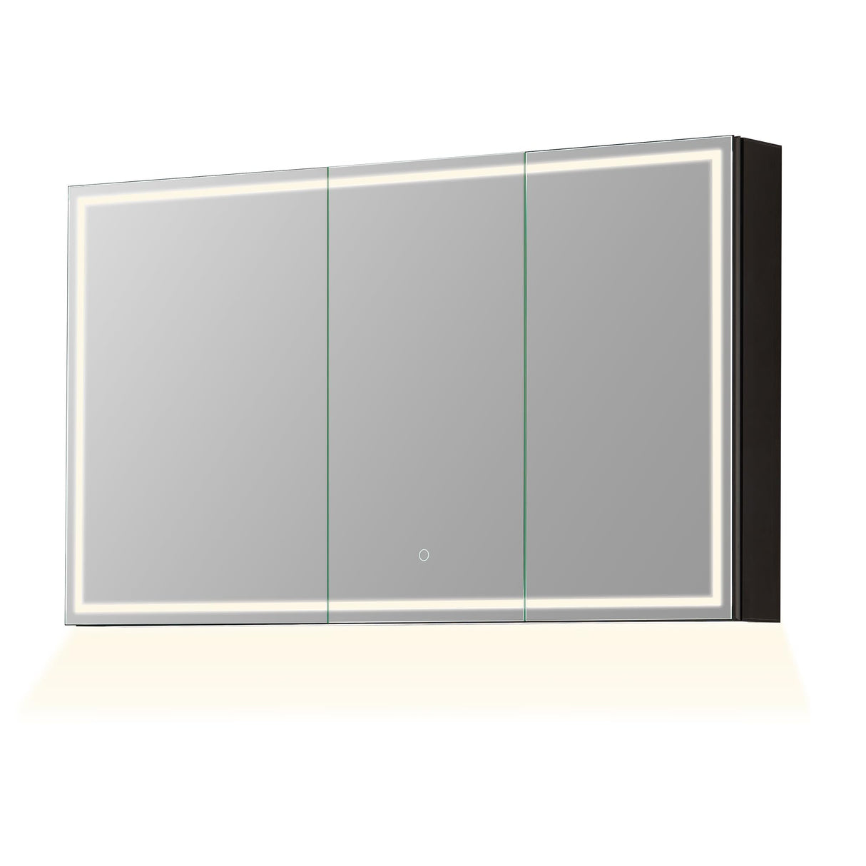 48" Surface-Mount LED Lighted Black Aluminum Mirror Medicine Cabinet