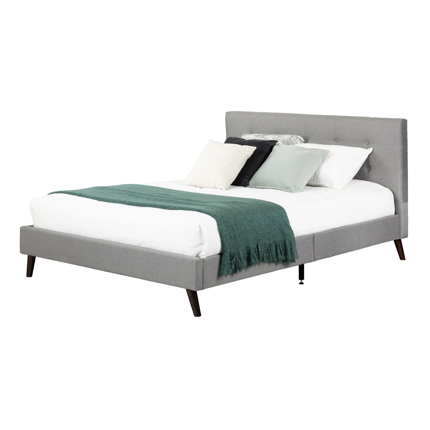 Fusion Padded Upholstered Platform Bed and Headboard-Full-Medium Gray