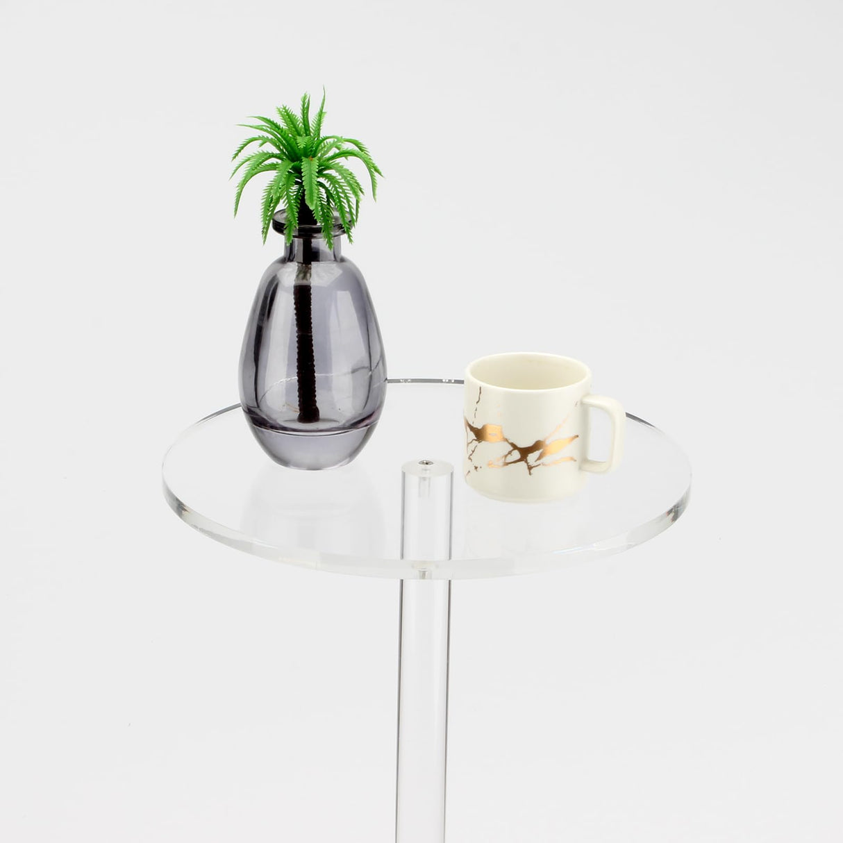 Acrylic Drink End Table, Clear Drink Table for Small Spaces with Anti-Slip Pads