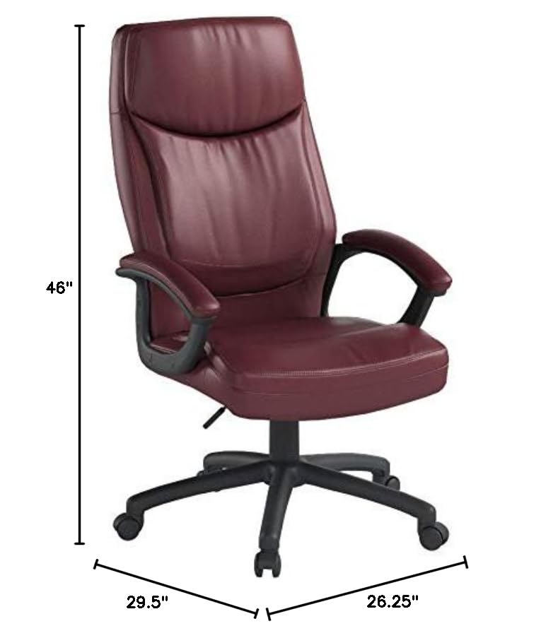 Executive Bonded Leather High Back Adjustable Office Chair with Thick Padded Contour
