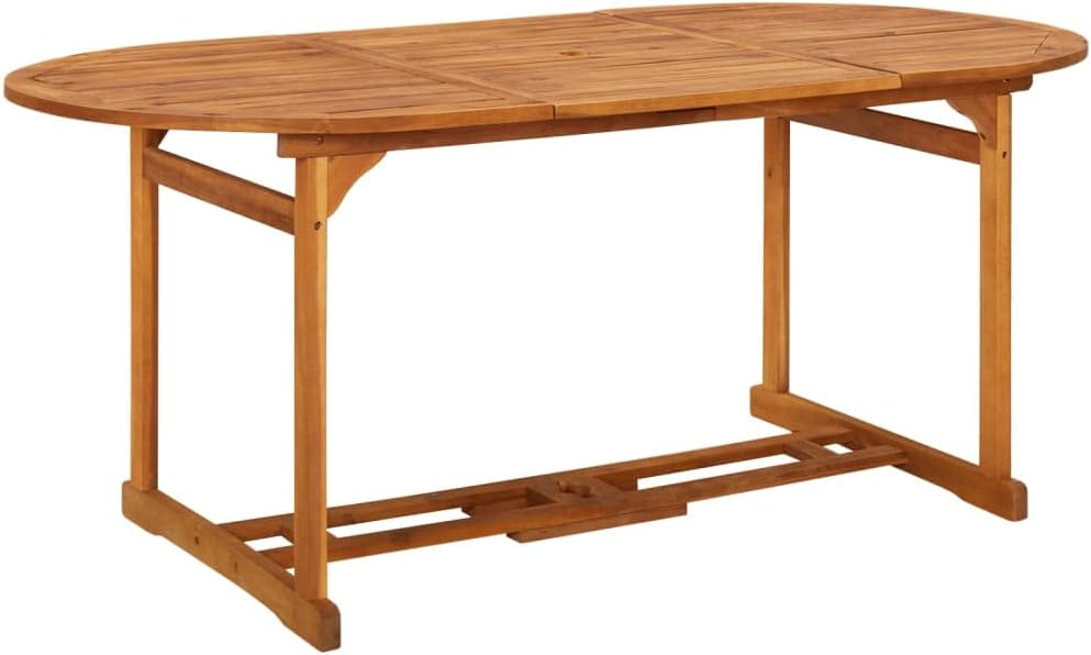 Solid Acacia Wood Outdoor Dining Table - 71" Rustic Patio Furniture