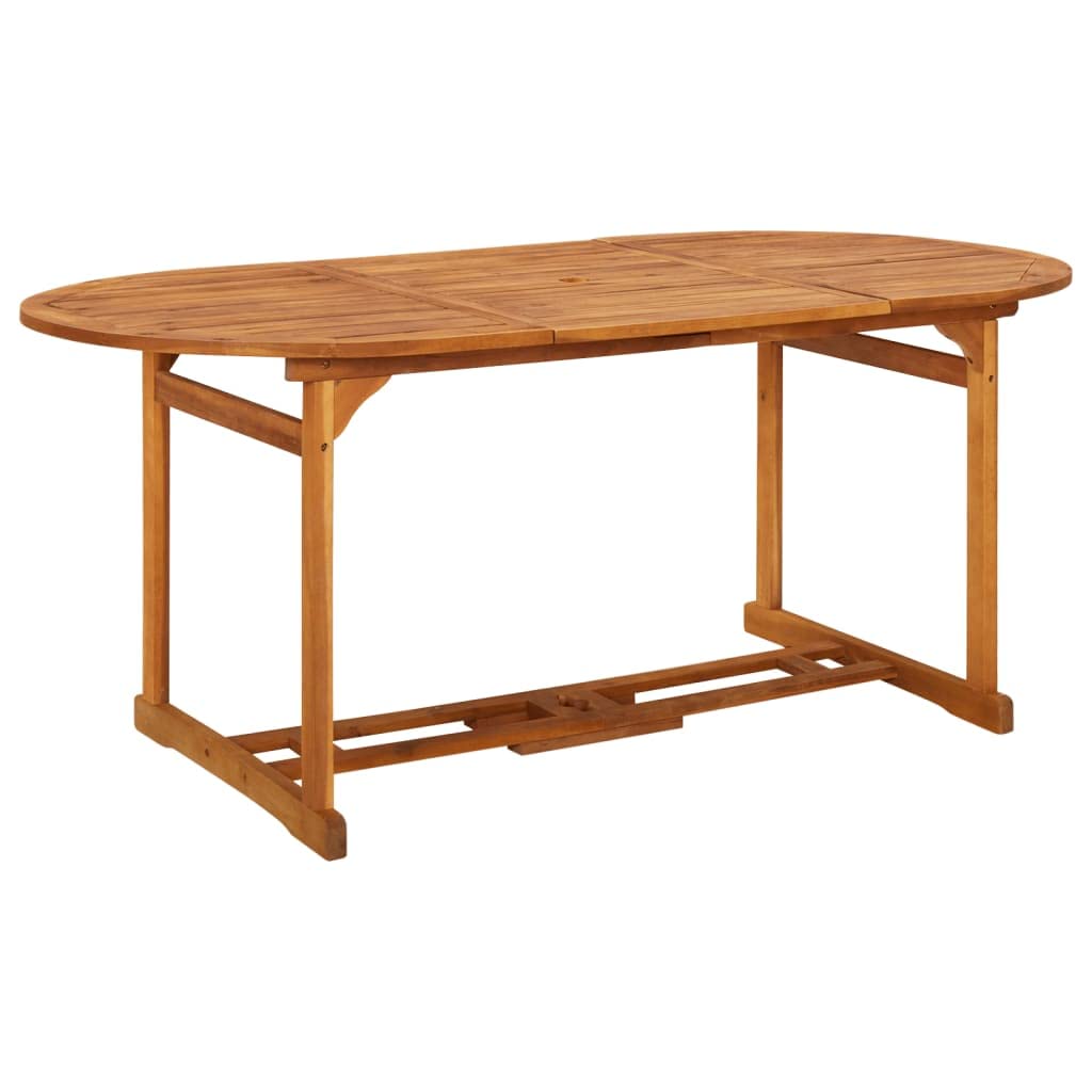 Solid Acacia Wood Outdoor Dining Table - 71" Rustic Patio Furniture