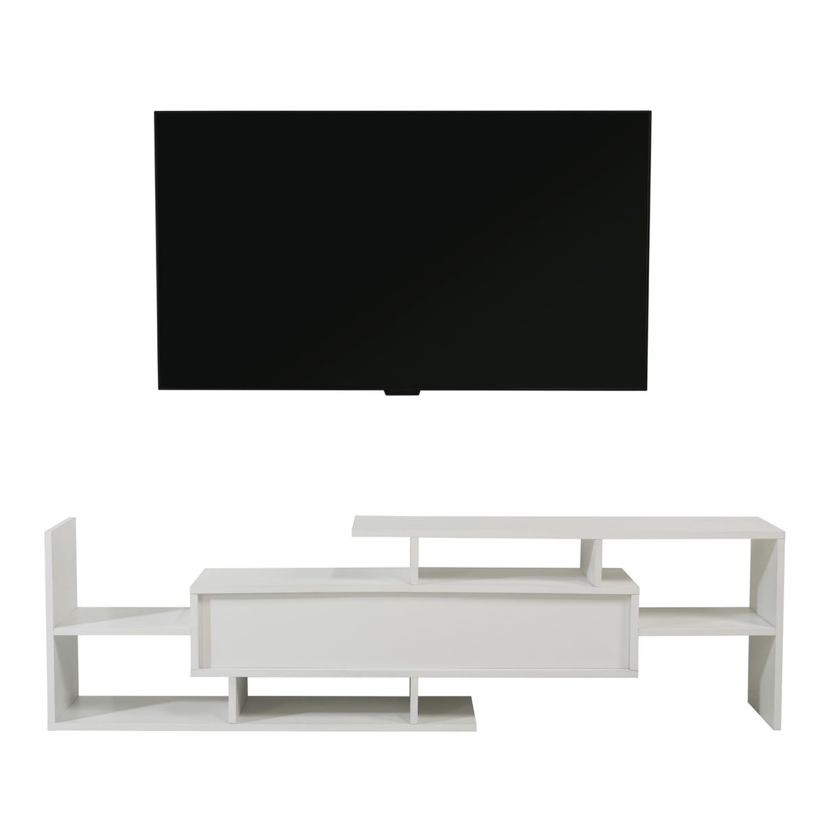 Surrey Mid-Century Modern TV Stand with MDF Shelves and Bookcase for Living Room