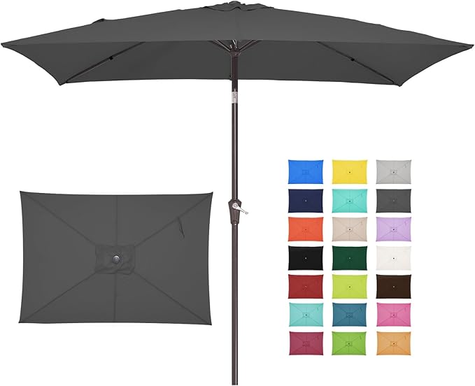 6.5x10 ft Rectangular Patio Umbrellas Outdoor Market Umbrella with Push Button