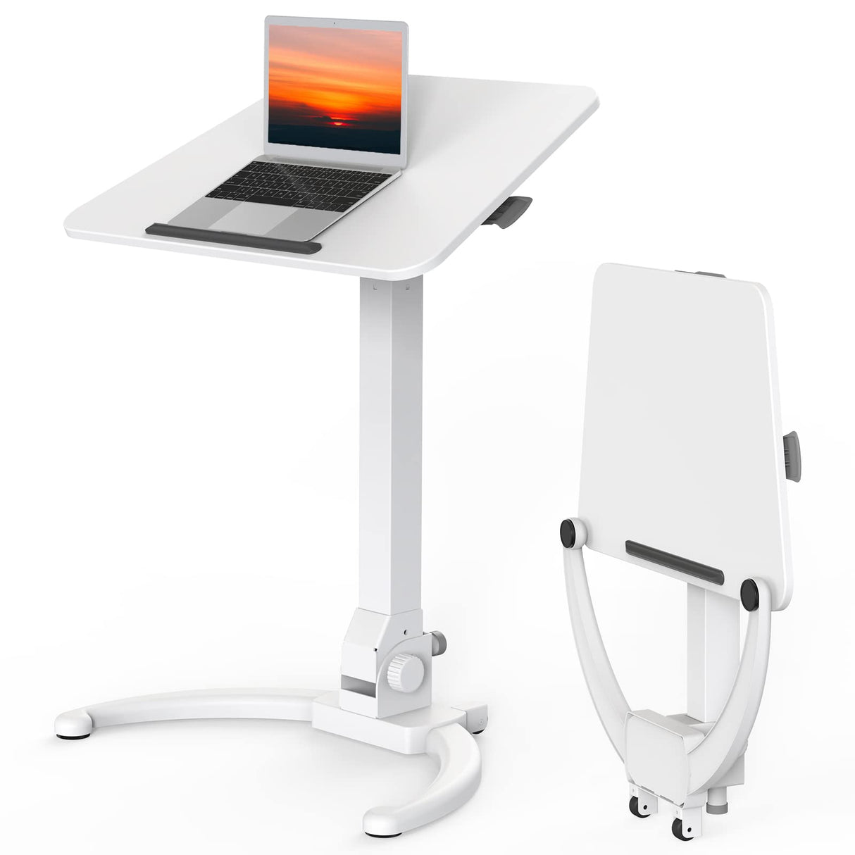 Foldable Mobile Standing Desk, Height-Adjustable Sit-Stand with 90 Tiltable Top