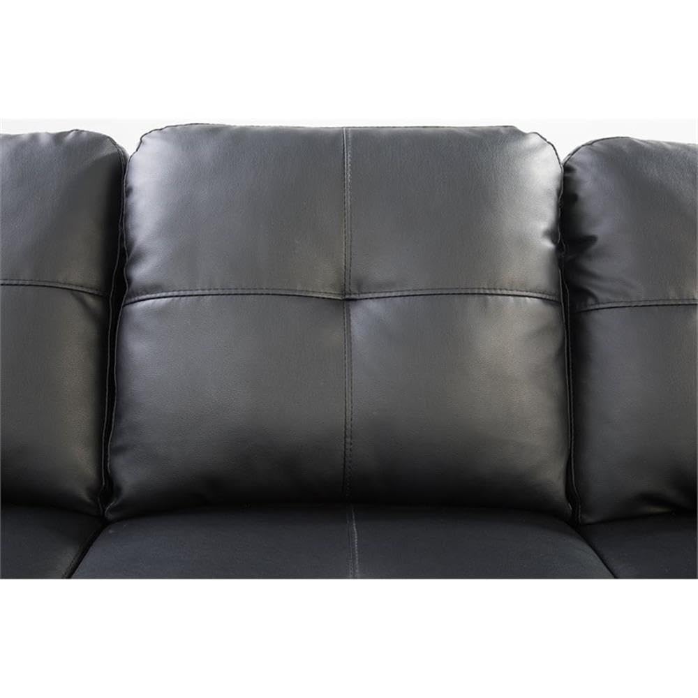 Faux Leather Sectional Sofa Couch with Storage Ottoman