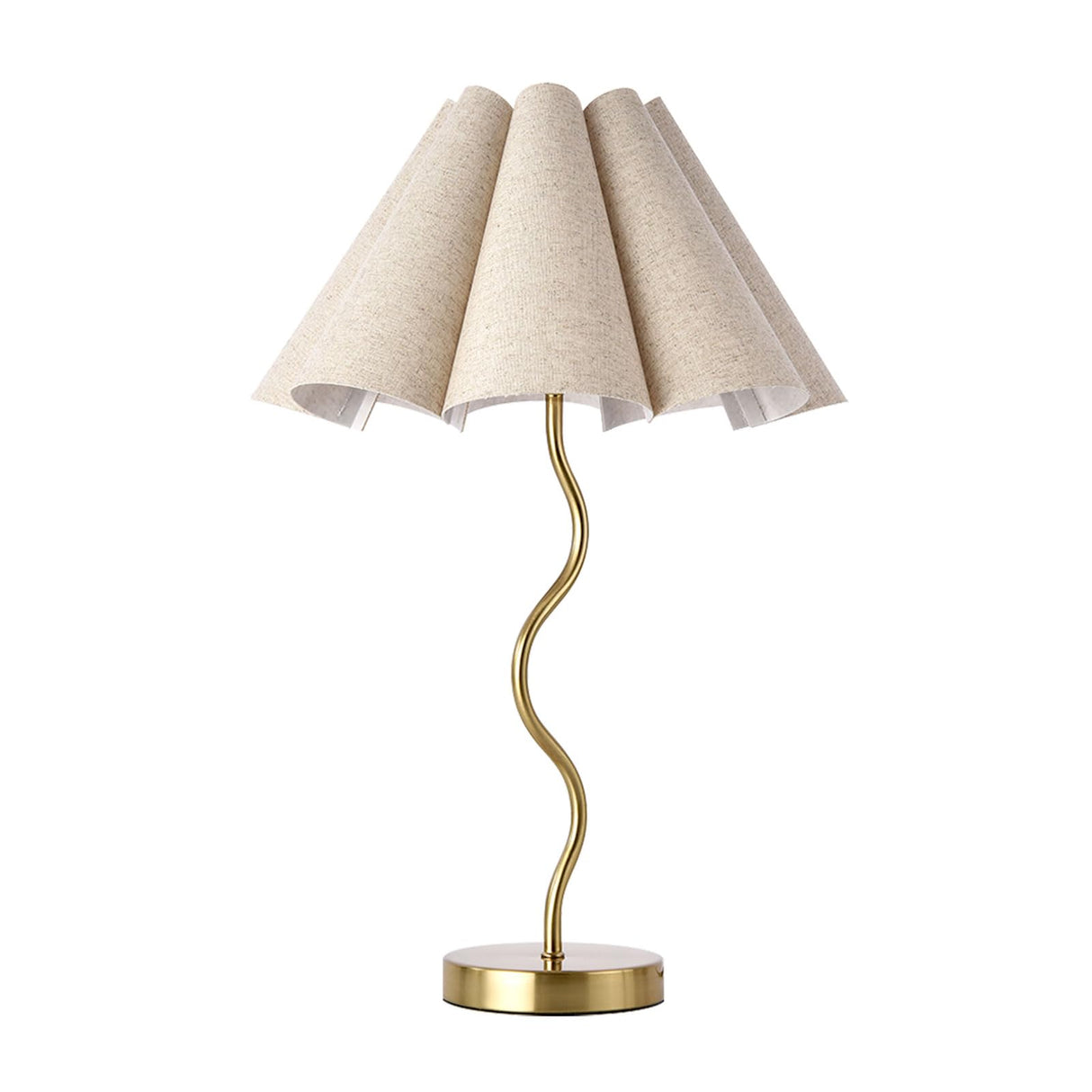 Small Table Lamp, Bedside Nightstand Lamp with Umbrella Form Fabric Lampshade