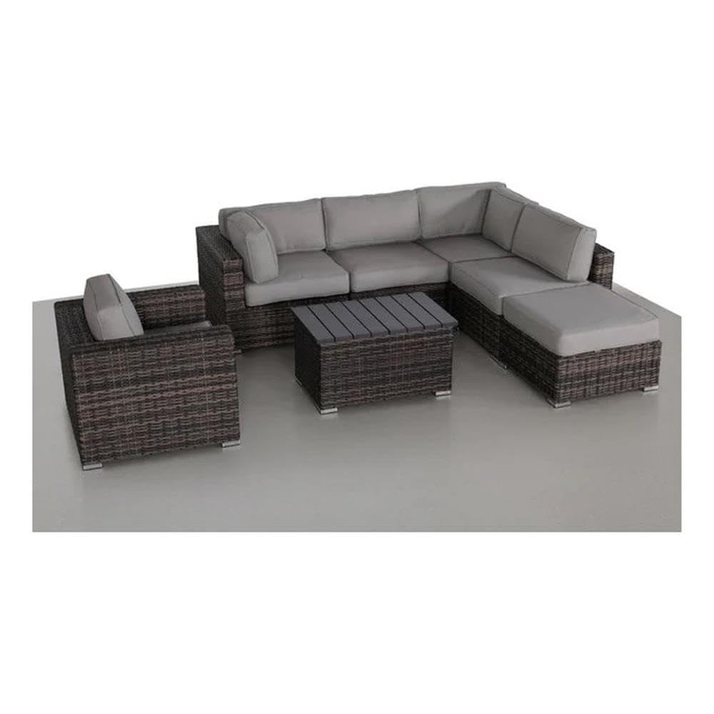 7-Piece Wicker/Rattan Sectional Set in Espresso