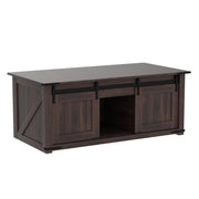 Lift Top Coffee Table with Double Storage Spaces, Farmhouse Rustic Wood Center Table