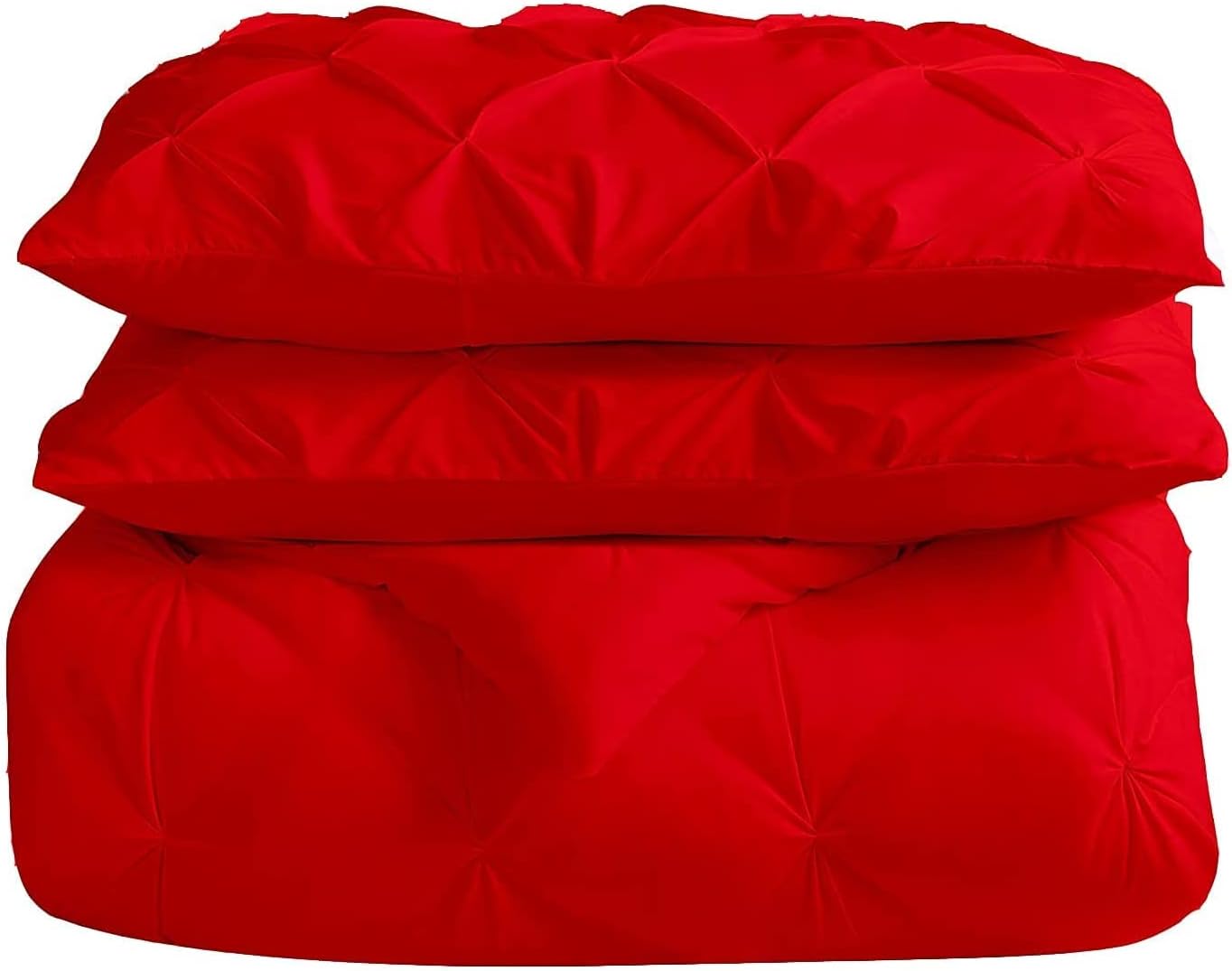All-Season Queen Size Red Pinch Pleated Comforter with 4 Corner Tabs 100% Organic Cotton