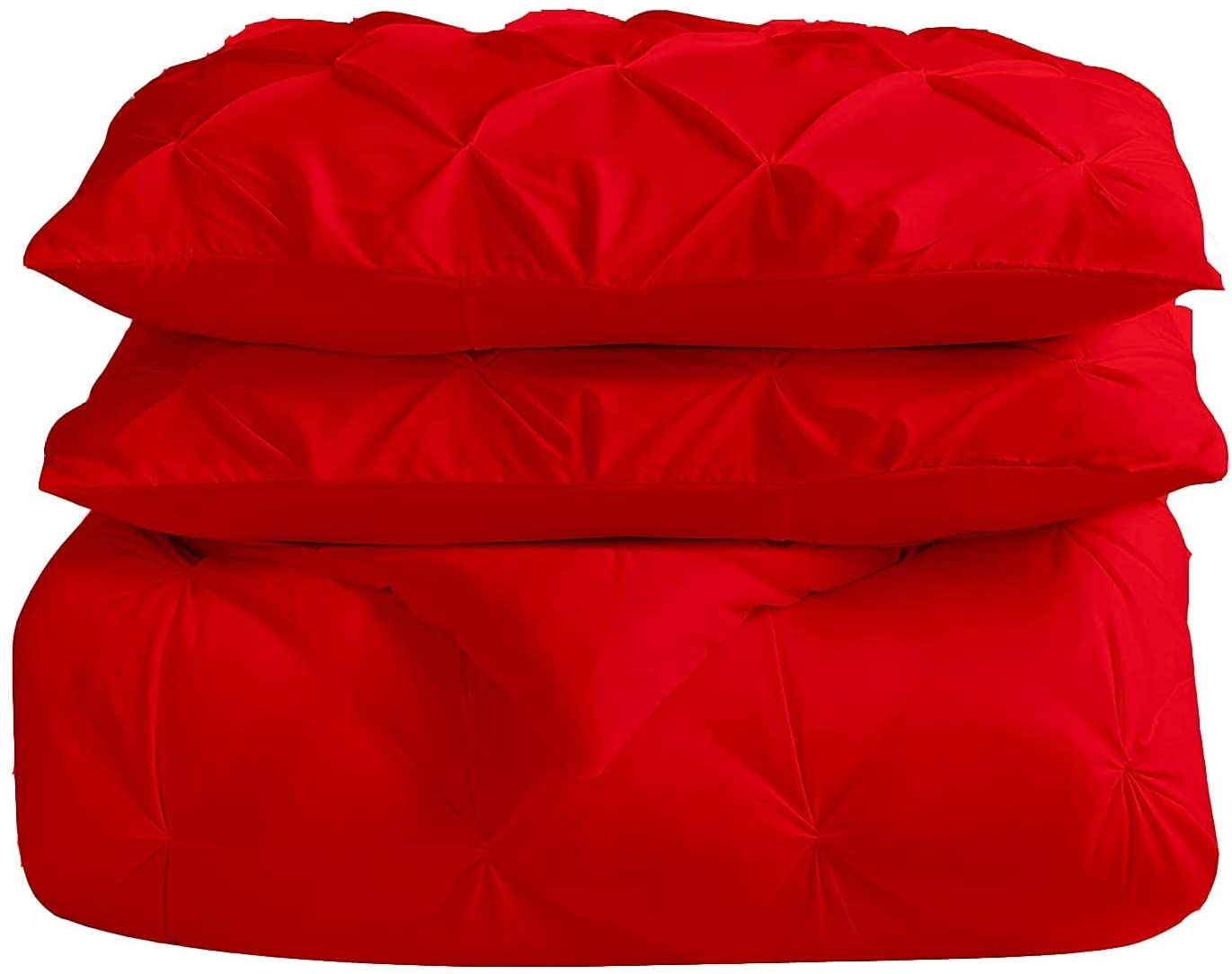 All-Season Queen Size Red Pinch Pleated Comforter with 4 Corner Tabs 100% Organic Cotton