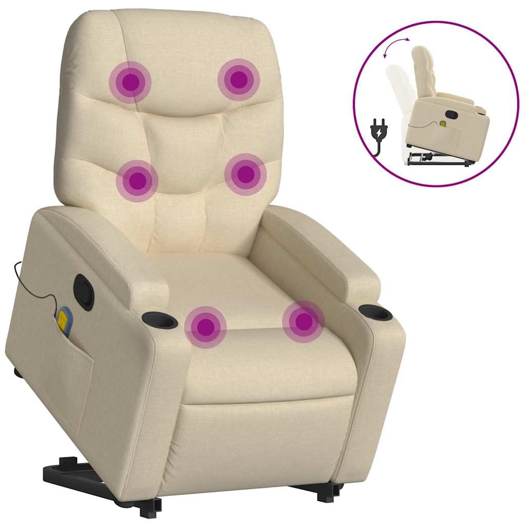Fabric Power Lift Recliner Chair with 6-Point Vibration Massage - Stand up Assistance Wingback Armchair for Living Room