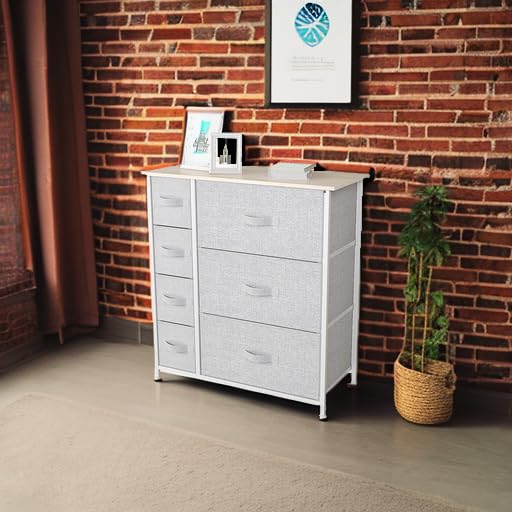 Dresser with 7 Drawers - Fabric Storage Tower