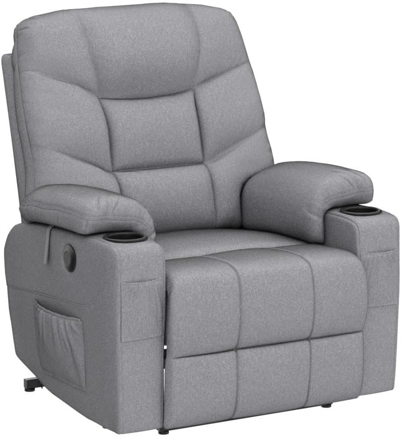 RelaxMate PowerLift Recliner Chair for Seniors – Massage + Heat, Silent Motor, Linen Fabric