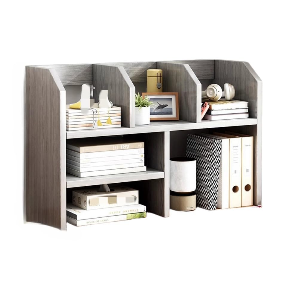 DWEJYCAA Open Desk Shelf,Multi-Tier Storage Rack, Space-Saving Organizer for Office, Study, Bedroom, or Living Room(Gray)