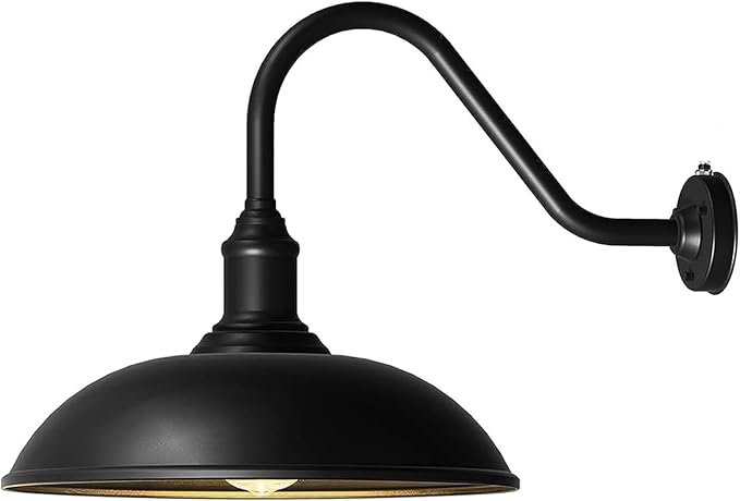 Large 18in Dusk to Dawn Outdoor Barn Lights, Classic Gooseneck Light Up The Night