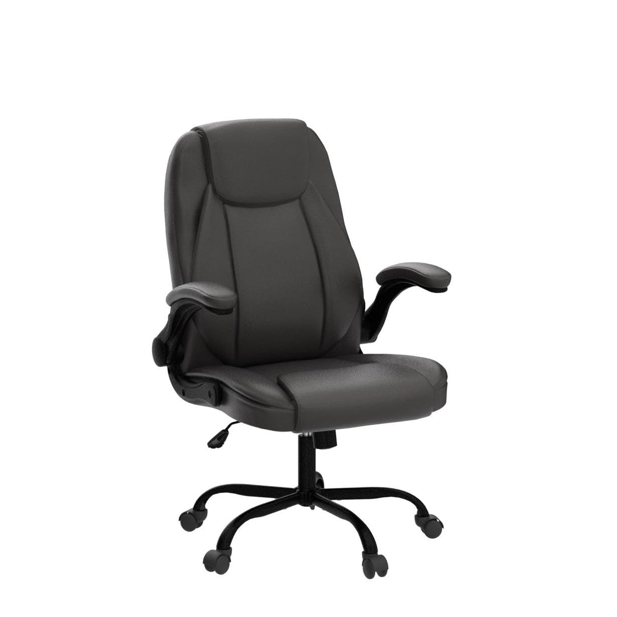 Ergonomic Office Chair PU Leather Executive Chair Padded Flip Up Armrest Computer Chair Adjustable Height High Back Lumbar Support Wheels Swivel