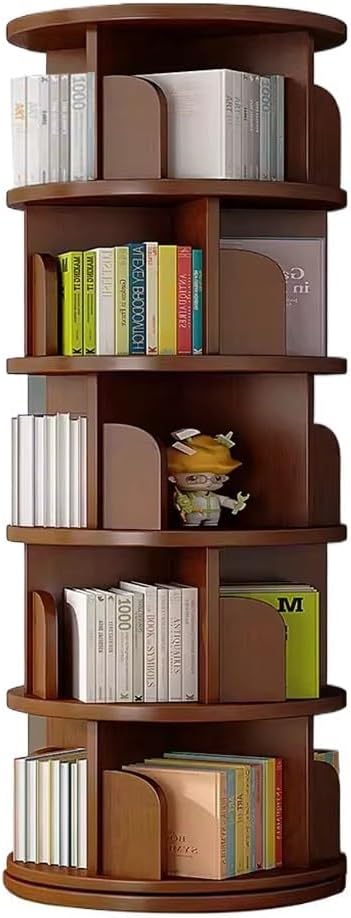 Rotating Bookshelf Tower, 360 Display 5-Tier Bookcase for Small Space
