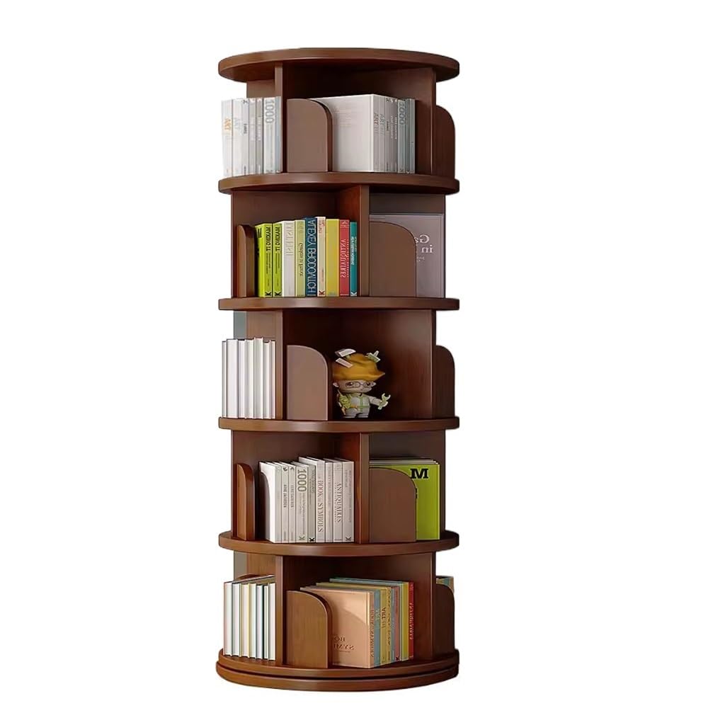 Rotating Bookshelf Tower, 360 Display 5-Tier Bookcase for Small Space