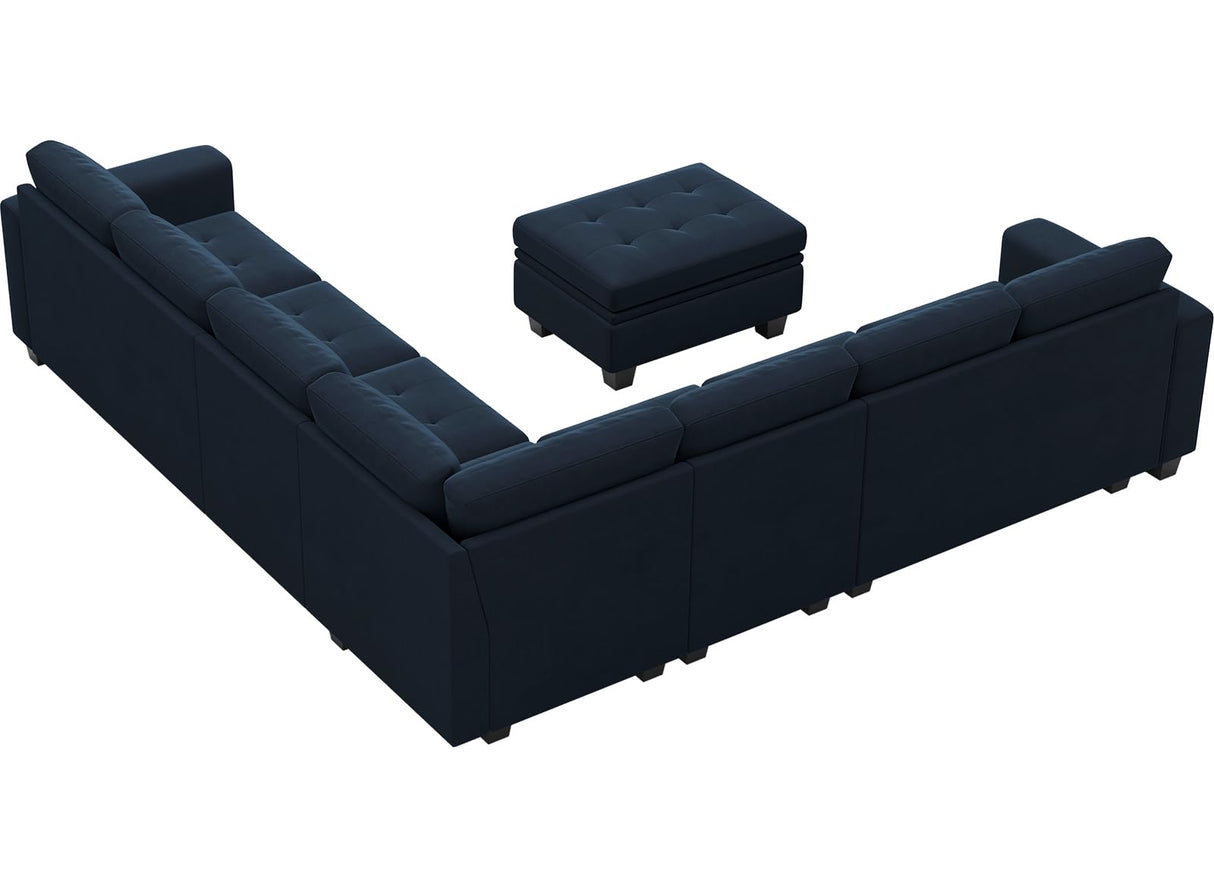 Convertible Velvet Modular Sectional Sofa Couch with Reversible Chaise
